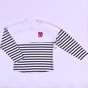 New Disney Parks Spirit Jersey Girls Medium 8-10 Stripes Mickey Mouse WDW Cotton